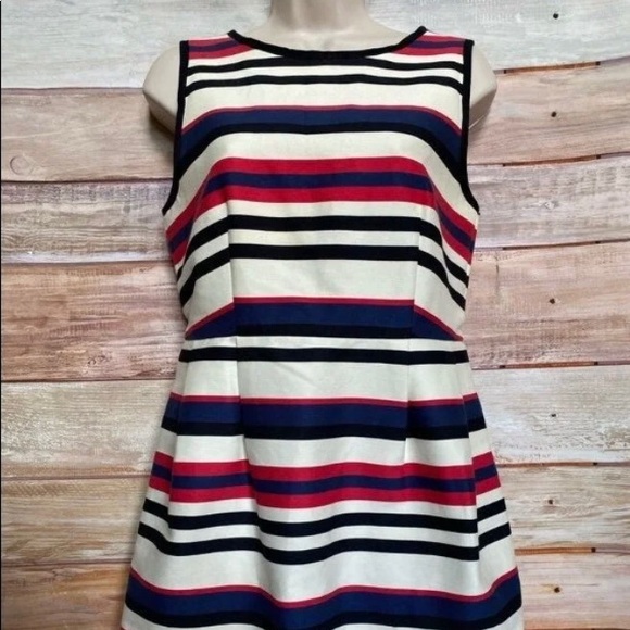 SOLD***J.Crew Red & Blue Striped Sheath Dress Sz 6***SOLD - Picture 1 of 6